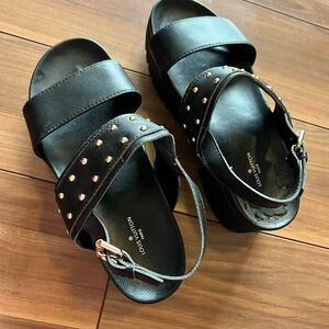 Louis Vuitton Black Wedge Sandals Size 7